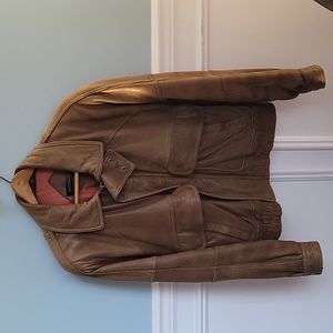 Andrew Marc men's brown large leather jacket